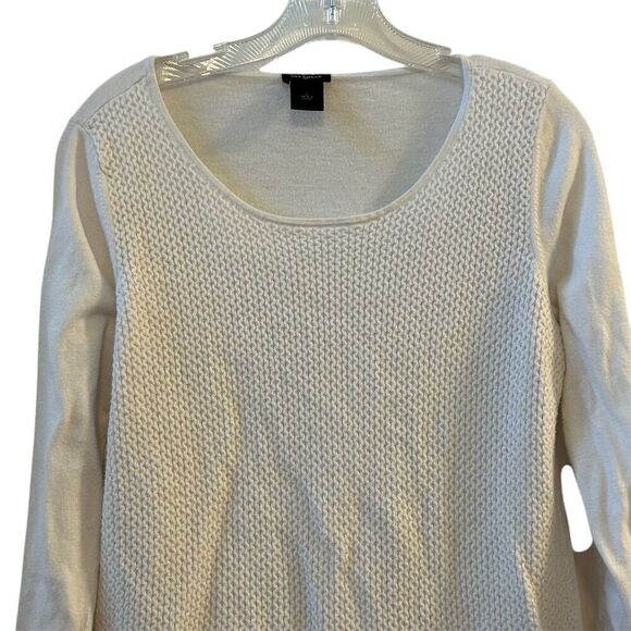 Ann Taylor Women's Large White Knit Pullover Sweater Long Sleeve - Picture 3 of 7